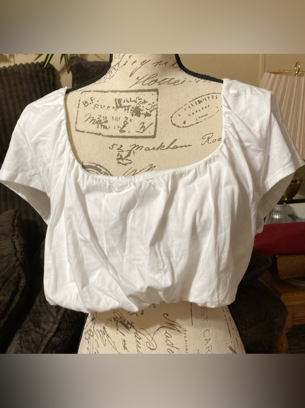 NWT Juniors Size XXL Wild Fable White Scoop Neck Peasant Top